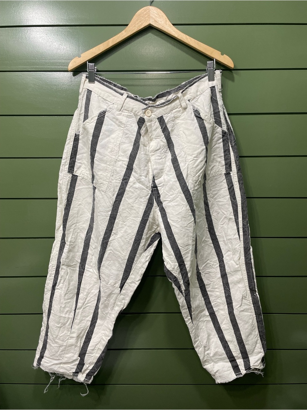 Magnolia Pearl White and Black Vertical Stripe Cropped Chinos